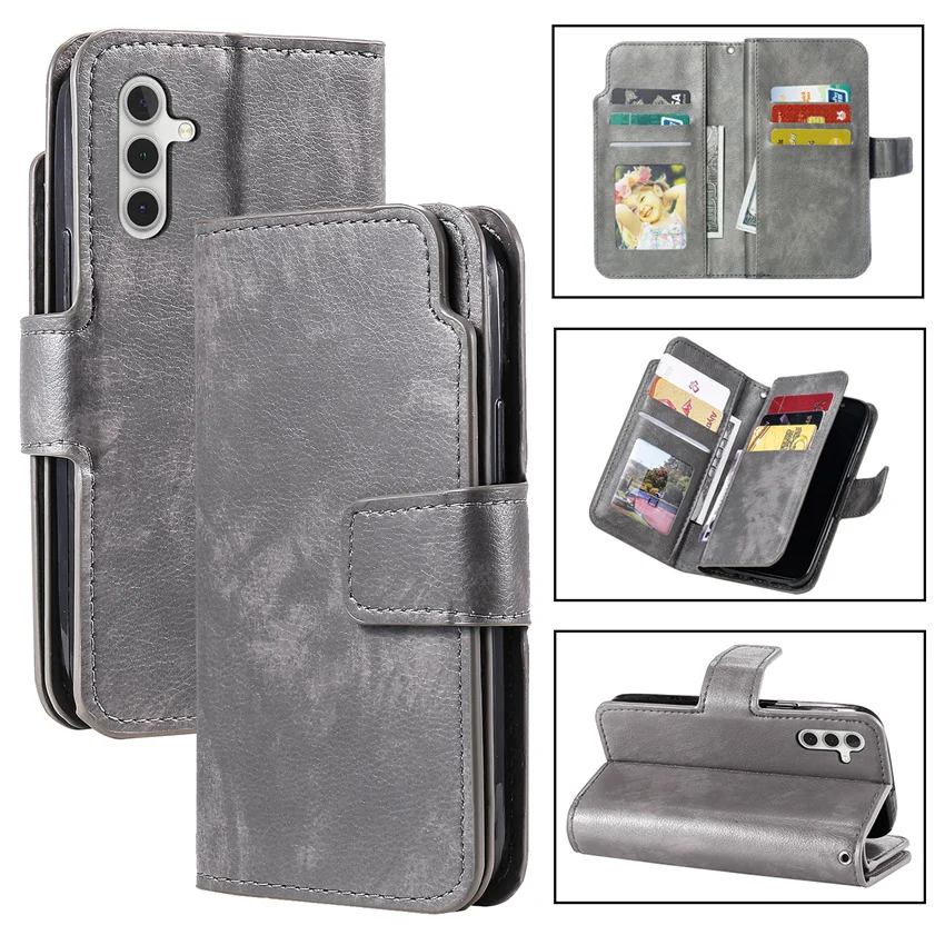 High Grade Wallet Leather Case For Samsung Galaxy A05 A05S A15 A35 A55 A12 A13 A14 A22 A23 A24 A52 A53 A54 Flip Cover Card Slots