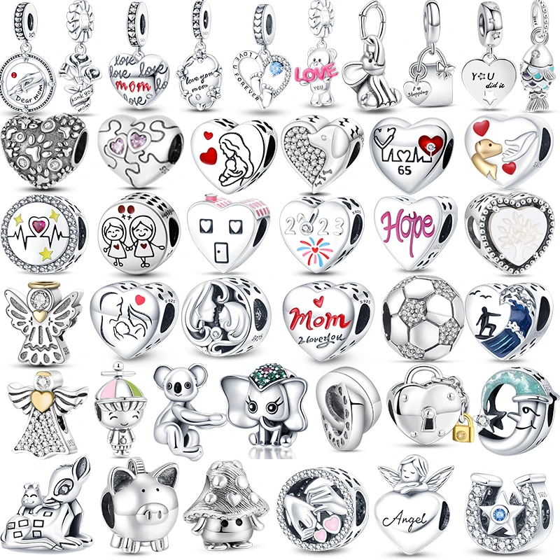 

Free Shipping 925 Silver Charms Beads Mom Rose Handbag Fish Koala Heart Angel Fit Original Pandora Bracelet Anniversary Jewelry