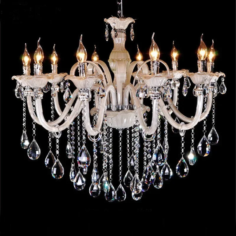 

European style living room crystal chandelier champagne gold interior white high-end crystal chandeliers for hotels and villas