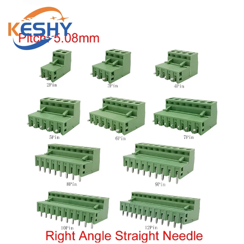 

5Pairs 2EDG 5.08mm Pitch Screw Terminal Blocks 2/3/4/5/6/7/8/9/10/12 Pin Male Plug Female Socket PCB Connector 5.08 mm