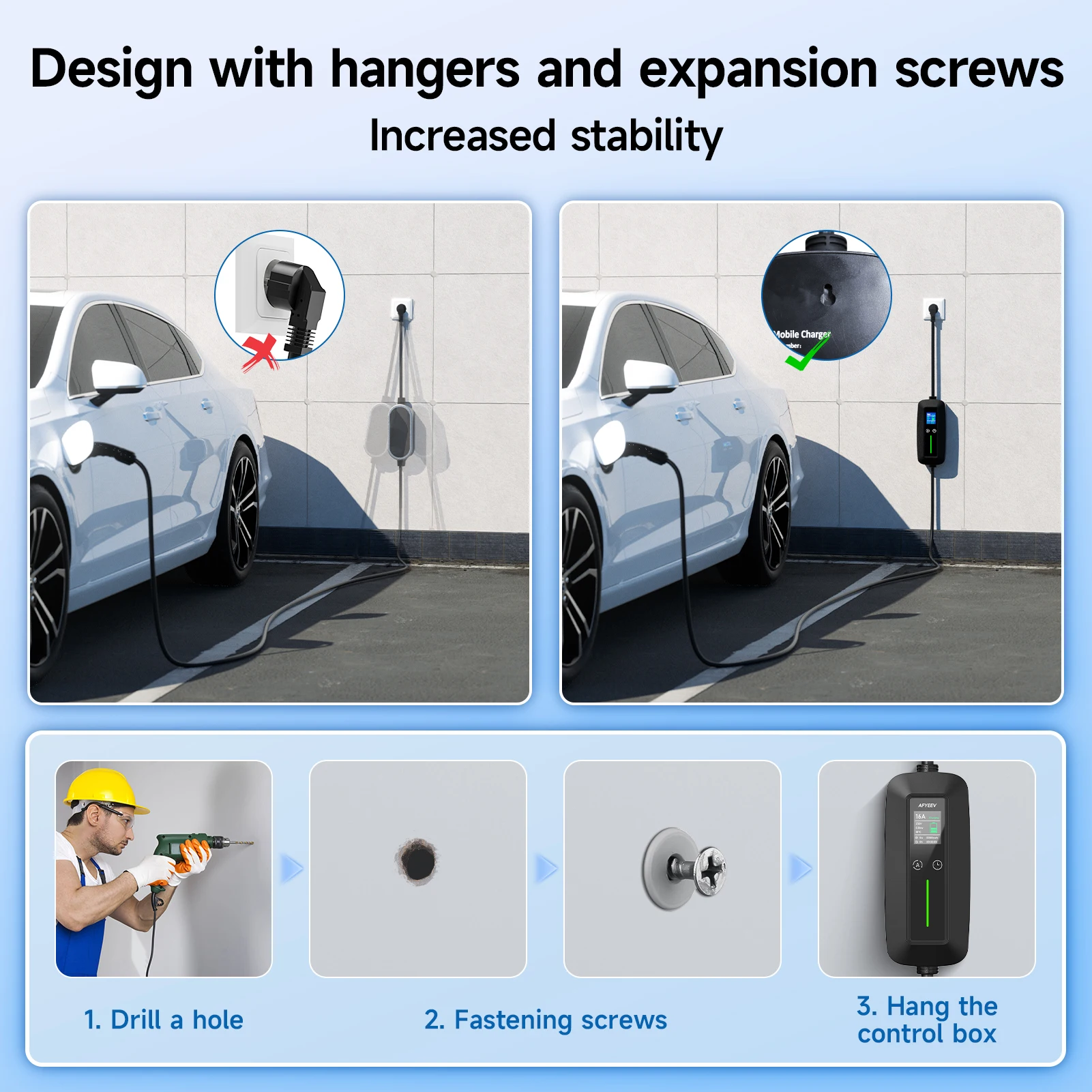 AFYEEV 16A المحمولة Type2 IEC62196-2 شاحن سيارات كهربائية 3600 واط Type1 SAE J1772 شاحن سيارة كهربائية GB/T EVSE كابل شحن صندوق الحائط #6
