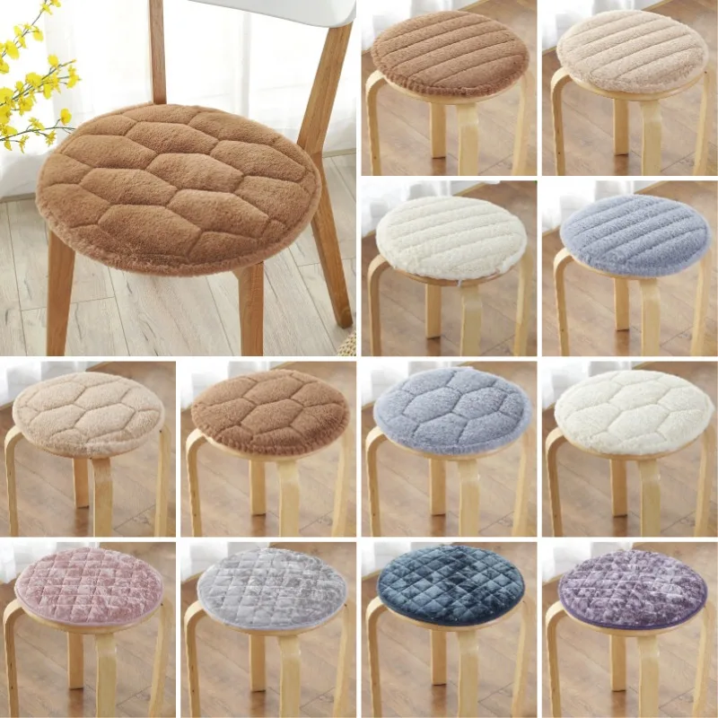 30/34/40/45/50cm Winter Thickened Plush Round Sponge Cushion Non-slip Small Round Stool Rattan Chair Bar Stool Cushion Long