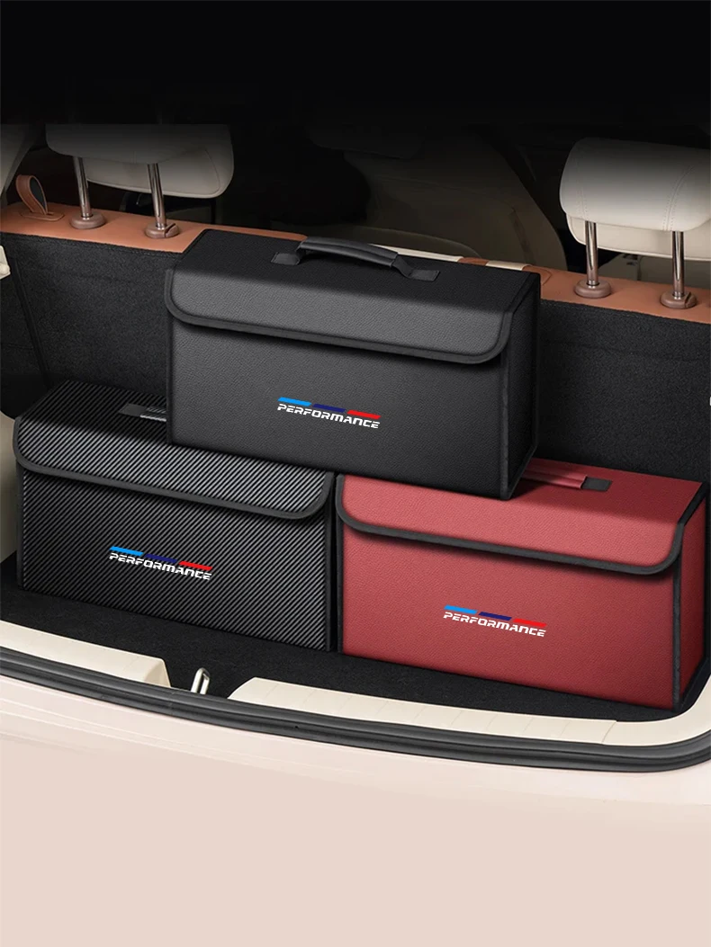 Auto-Leder-Kofferraumorganizer Faltbare Aufbewahrungsbox, Für BMW Performance E46 E90 E60 E36 F90 M3 M5 E87 X3 X5 X6 G30 G32 Zubehör – Detail 10