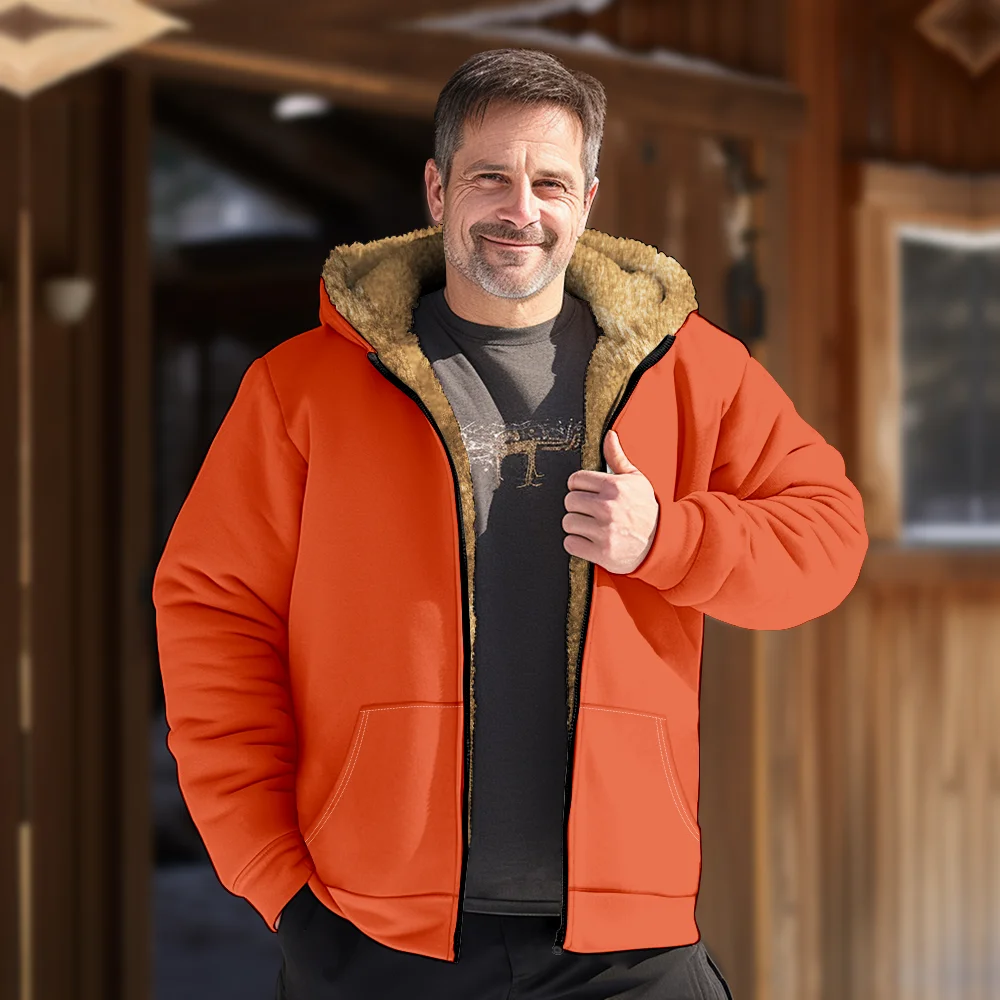 Combinaison de vestes d'hiver pour hommes, vêtements décontractés en coton à motif orange, pardessus gothique pour la maison