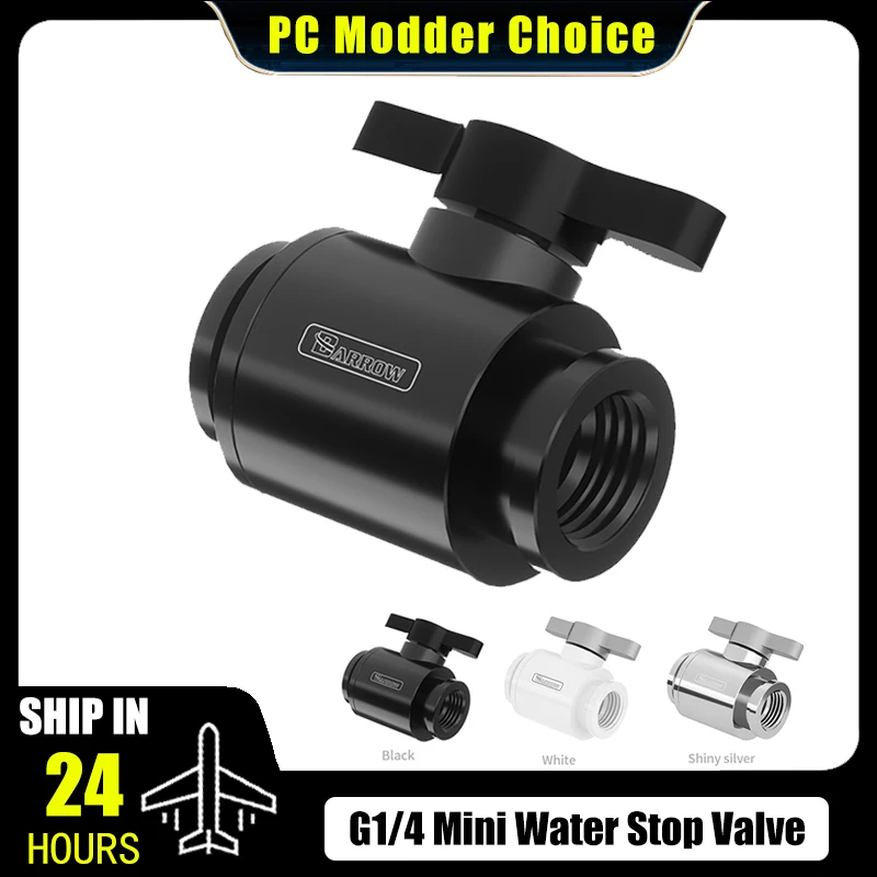 Barrow Mini Water Stop Ball Valve Fitting, F-F Double Teeth + Aluminum Handle, Black/Silver/White TLQFS-V1
