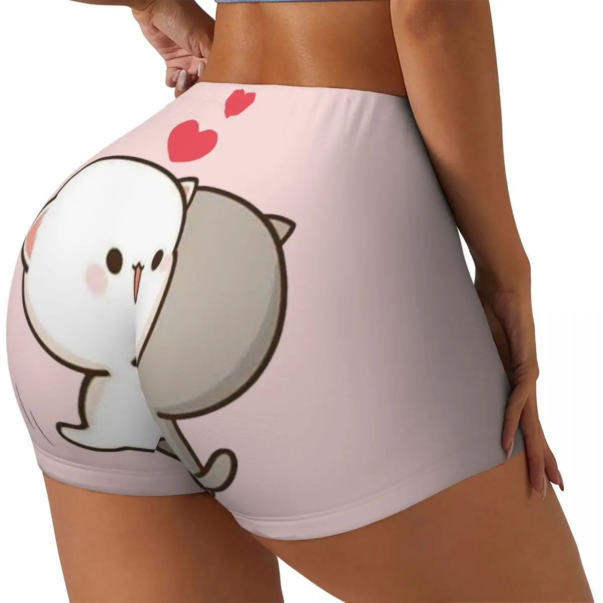 Custom Cute Mochi Peach Cat And Goma Love Workout Running Volleyball Shorts for Women Gym Yoga Shorts