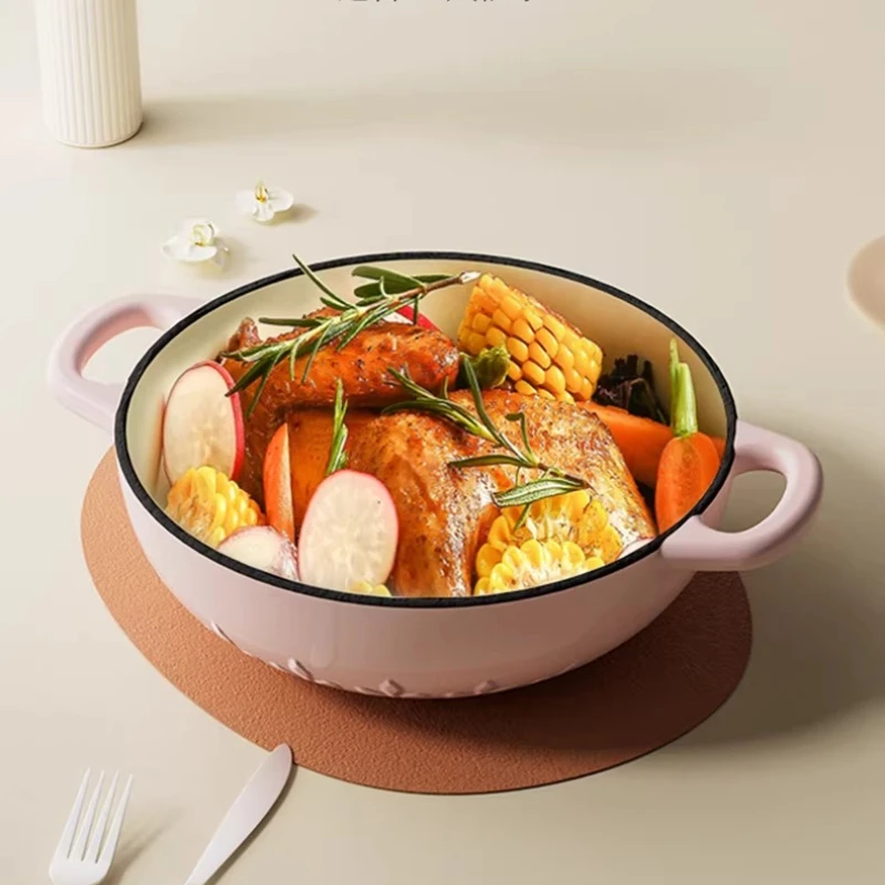 Utensilios de cocina modernos antiadherentes y fáciles de limpiar, olla para sopa de cazuela, horno holandés de hierro fundido esmaltado, olla segura para estufa y horno