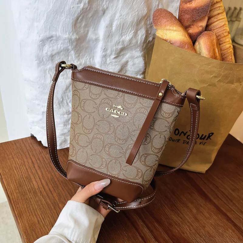 Premium sense small bag women's printed small mobile phone bag versatile fashion light luxury retro shoulder messenger bag