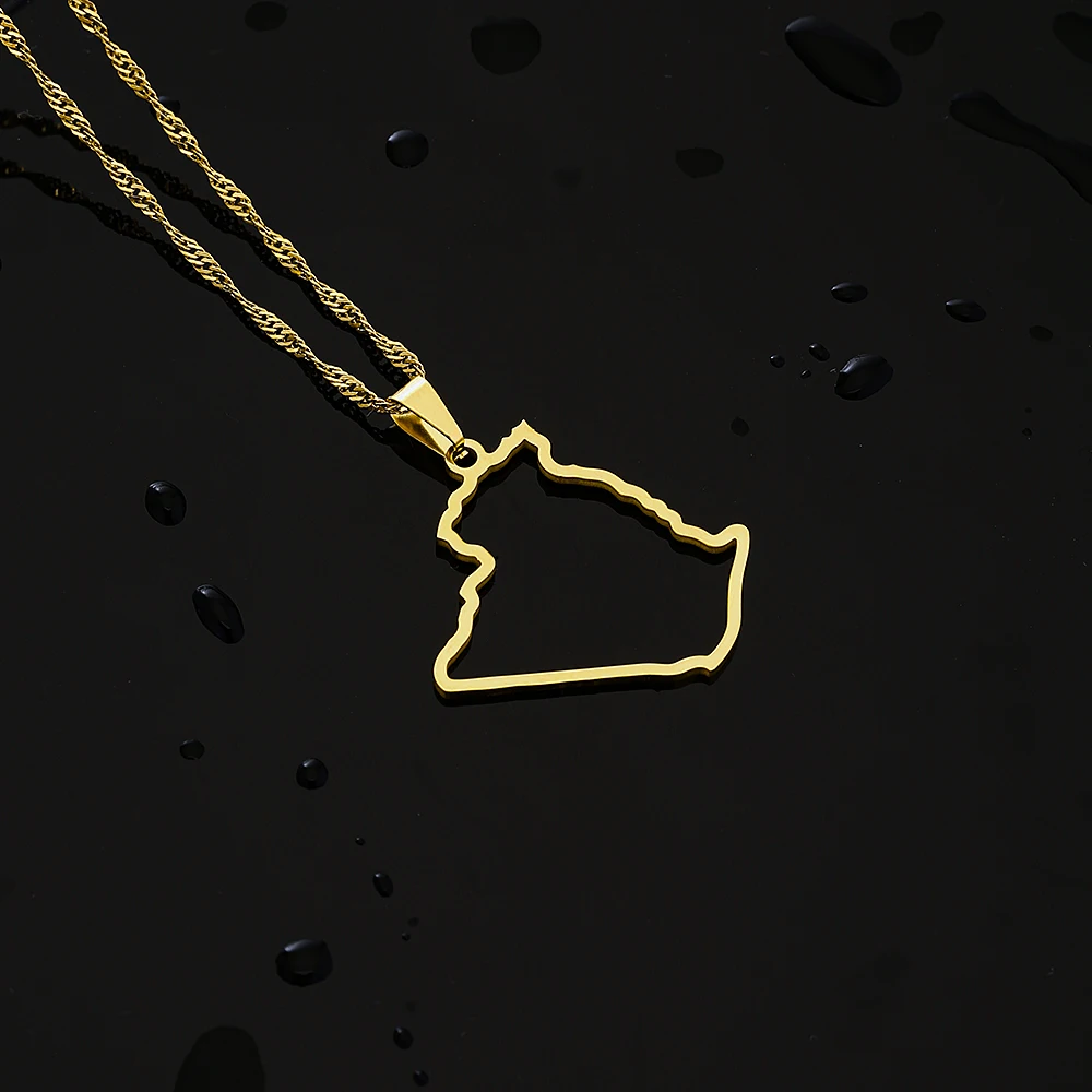 Afrika Algerien Karte Stadt Anhänger Halskette Edelstahl Männer Frauen Ethnische Karten Schmuck Afrikanisches Geschenk – Detail 12