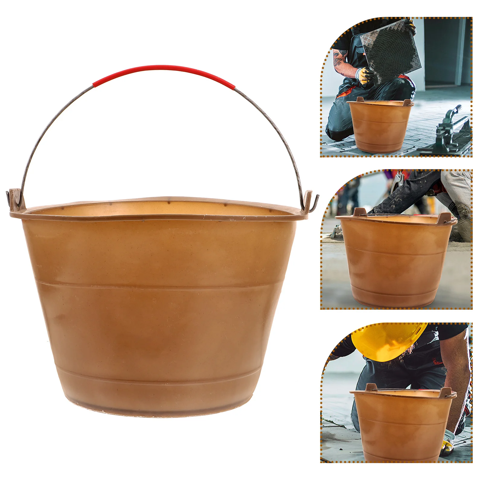 Beef Tendon Cement Bucket Paint Pail with Handle Plaster Tools Portable Concrete Empty