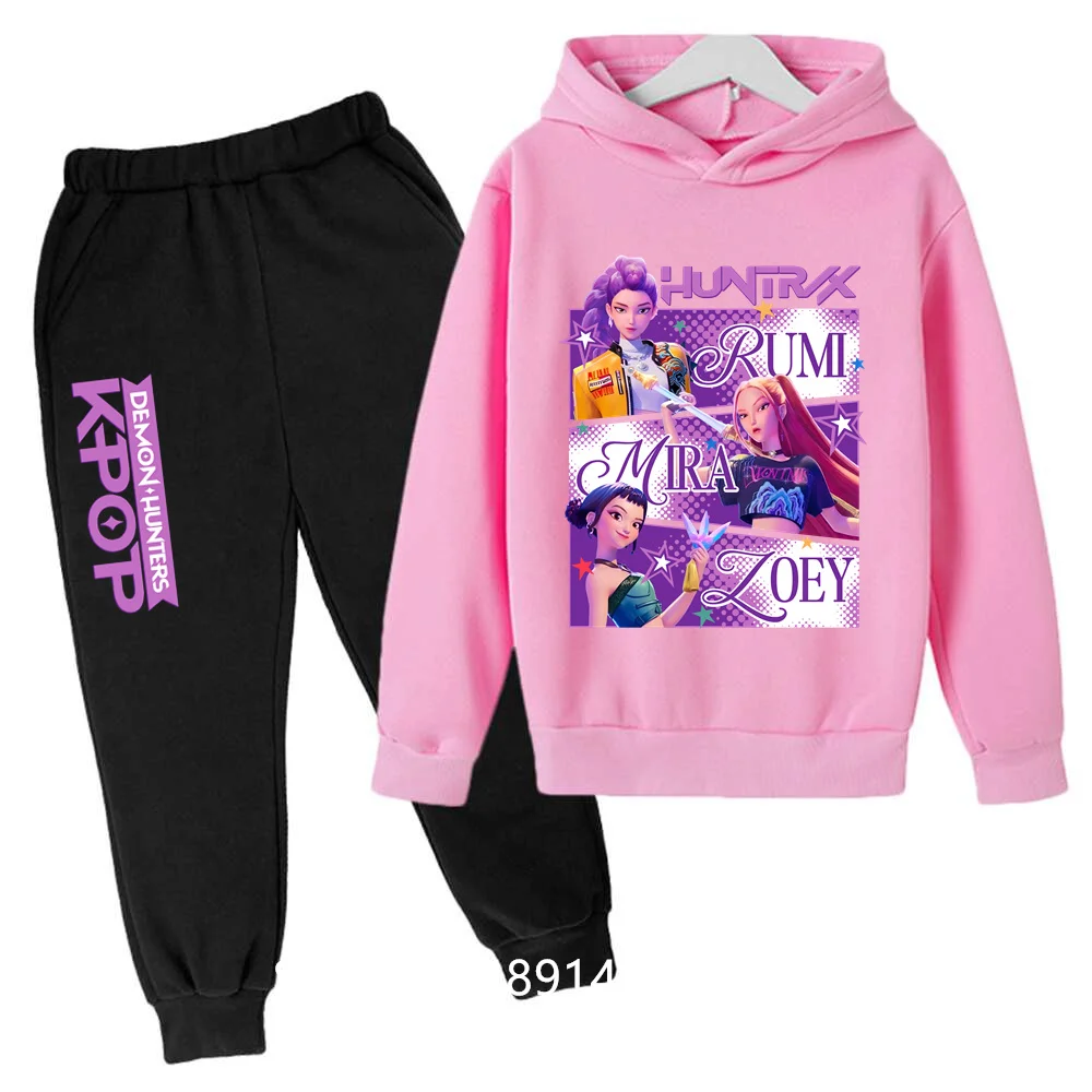 

Kpop Demon Hunters Kids Hot Anime Print Spring Autumn Casual 2pcs Hoodie+Pants Tracksuits 2-13Years Girls Fashion Huntrx Clothes