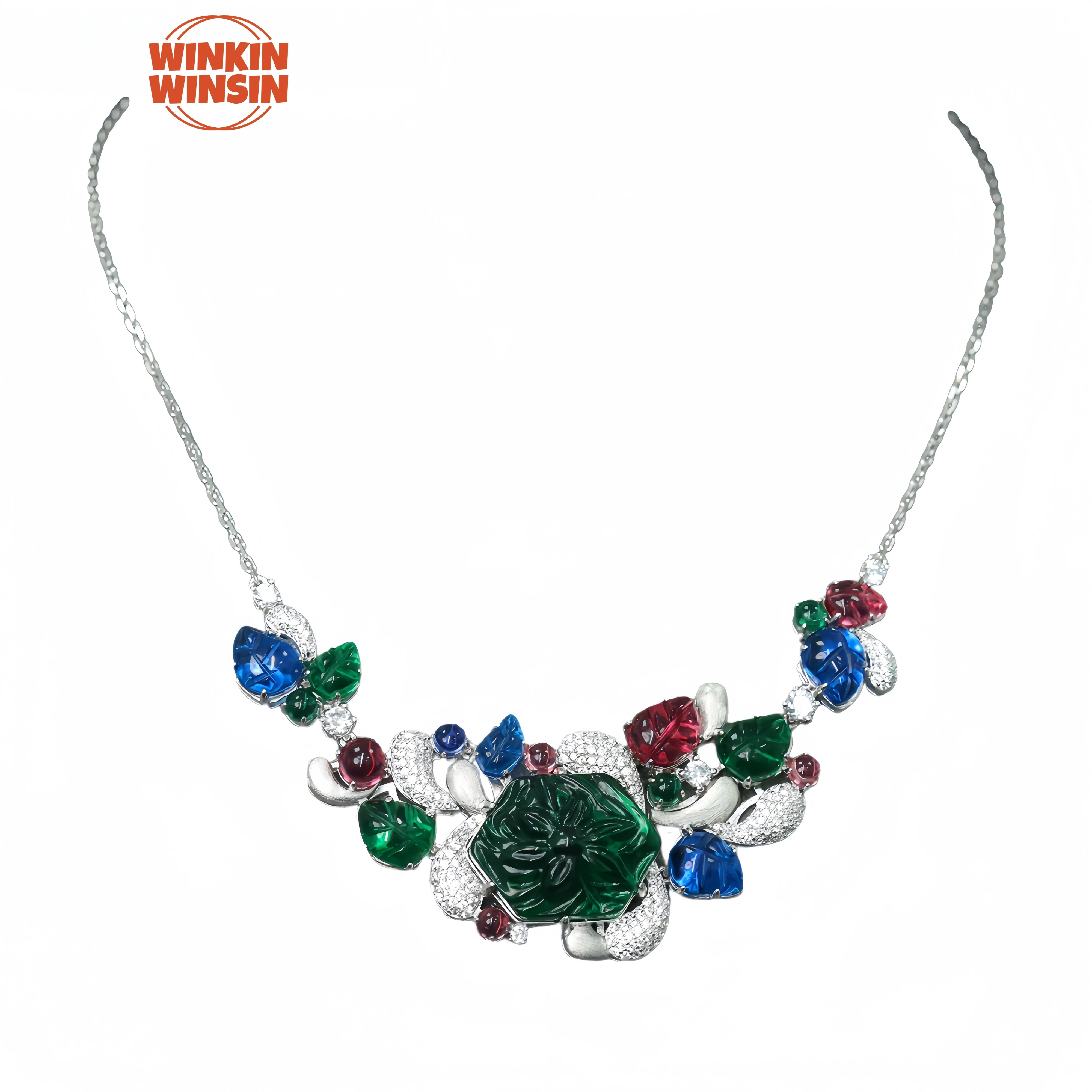 

Winkin Winsin Brand Gold Plated High Carbon Diamond Fruit Basket Luxury Necklace S 925 Sterling Silver Woman Necklace Jewelry