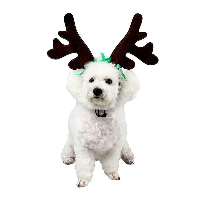 

Christmas Dog Supplies Elk Reindeer Antlers Headband Santa Hat Pet Christmas Cool Dog Costume Cute Headwear Accessories