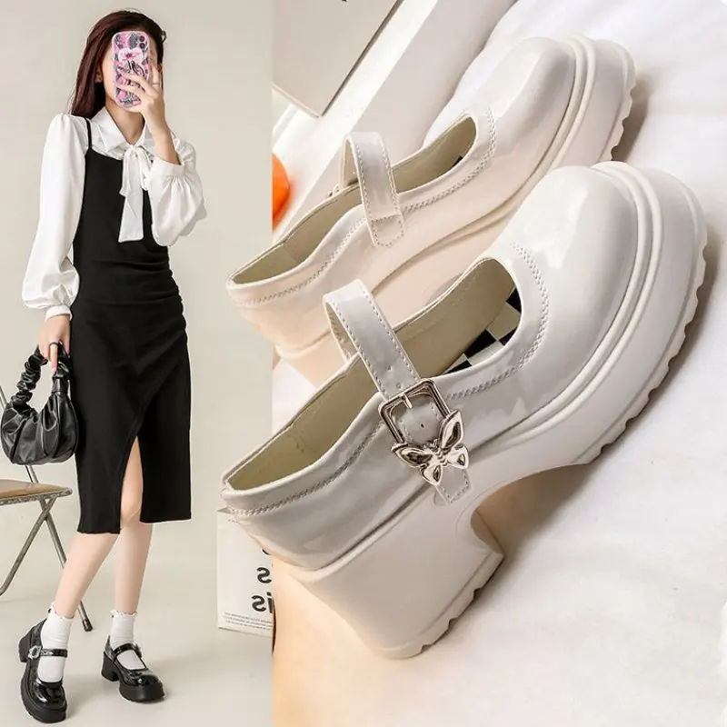 

Shoes Mary Janes Women Heels Platform Lolita Mary Jane Shoes White Women's Shoes School Student College Sweet Low Heel Women New