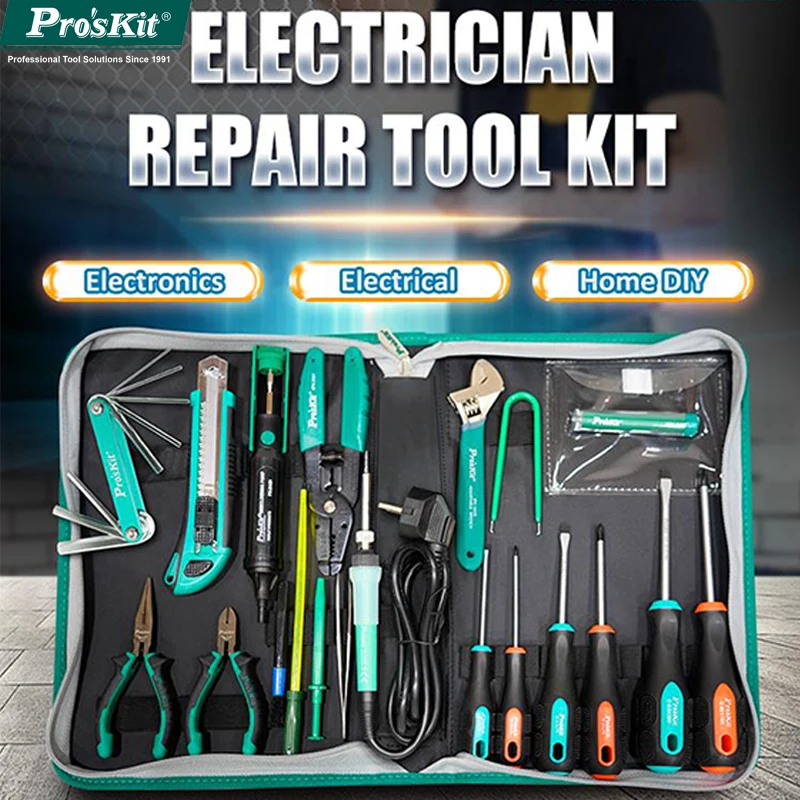 

Pro'skit 26 Piece Electricalian Repair Tool Set Hybrid Tool Kit Pliers Screwdrivers Tweezers Toolkit For Car Repair Home Repair