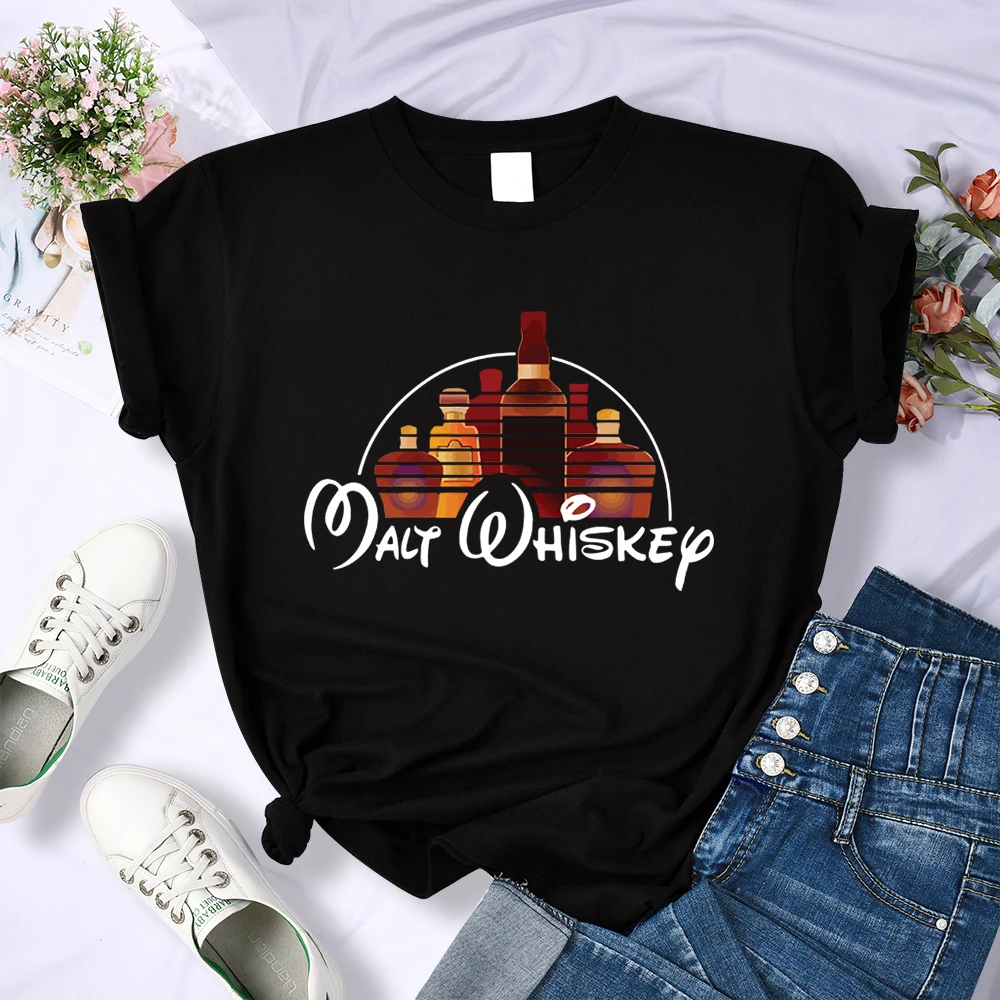 Malt Whiskey Funny Alcohol Drunk Women T Shirt Fashion Casual Tshirt Street Hip Hop Short Sleeve Harajuku Sport Cool T-Shirts