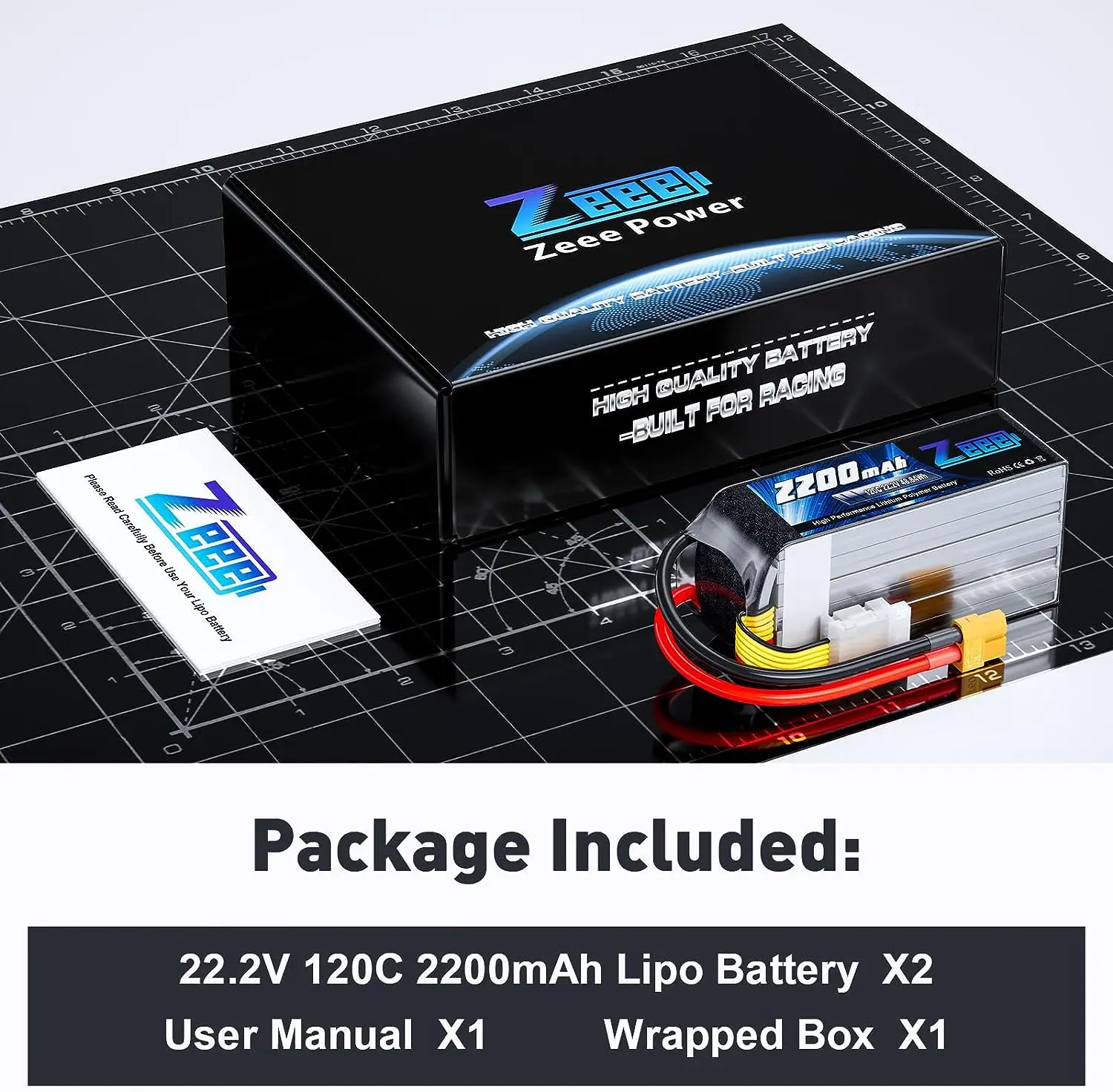 2pcs Zeee 6S Lipo Battery 2200mAh 22.2V 120C Softcase with XT60 Plug for RC Car Truck Tank RC Airplane FPV Drones Racing Hobby