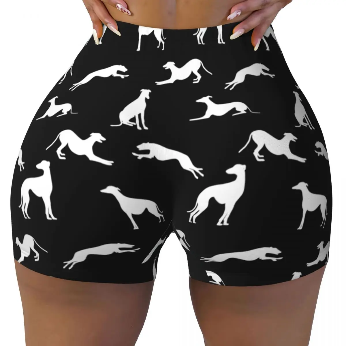 

Custom Greyhounds Biker Running Workout Shorts Women's Whippet Sighthound DOg Athletic Gym Yoga Shorts