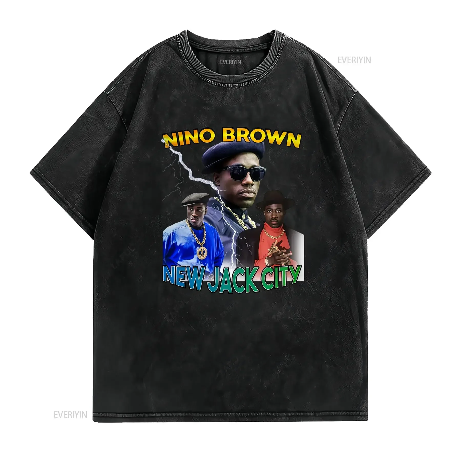 Vintage 90s Hip Hop Nino Brown New Jack City Print Casual Streetwear T Shirt vintage Washed Versatile Soft Comfortable Stylish