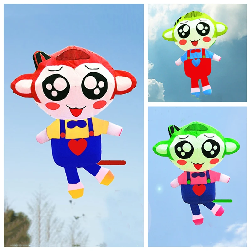 

free shipping monkey soft kite outdoor flying toys kites for kids cerf volant weifang animal kite flying reel sports toys barrel