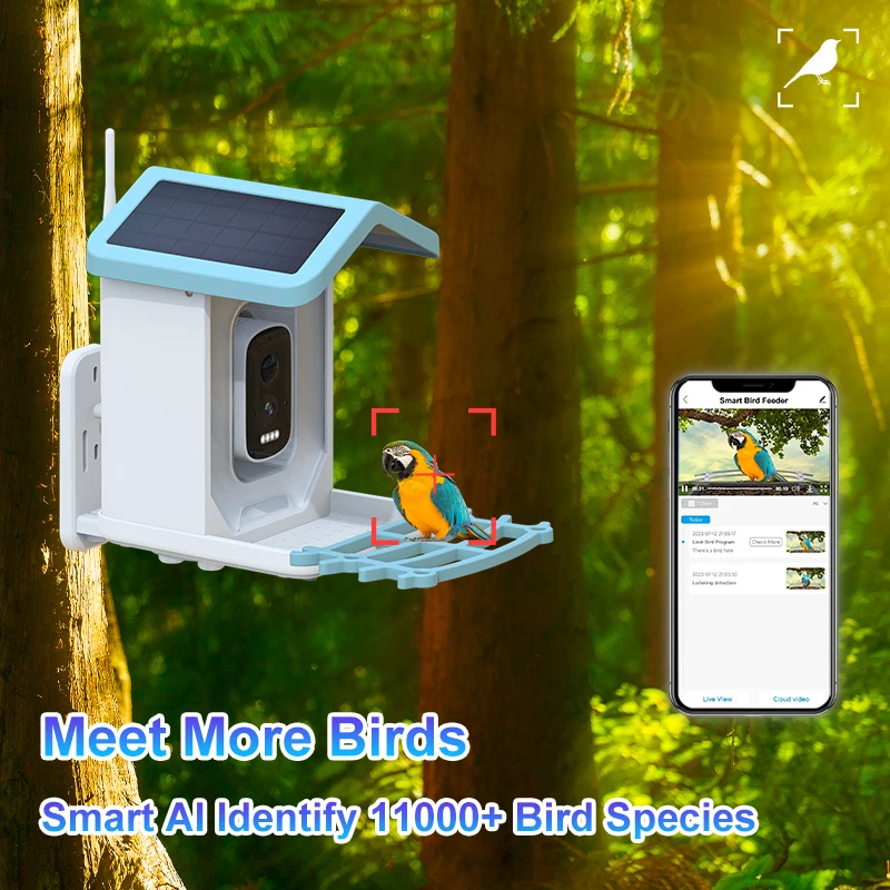 1.5L Bird Feeder WiFi Battery Camera 4MP Outdoor Waterproof Bird Watching Automatic Capture Video Picture AI Bird Recognition