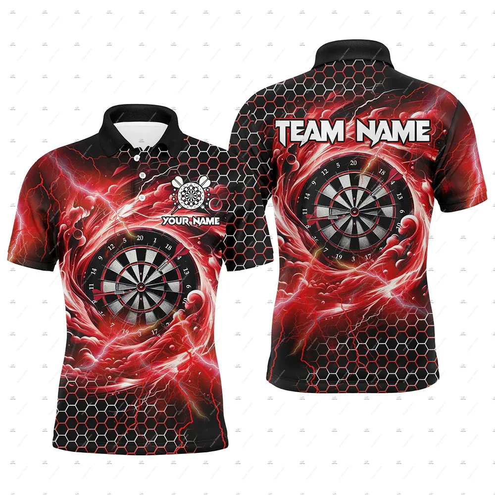Custom Name Darts Flame Graffiti Gradient Animal Tiger Vintage Retro 3DPrint Harajuku Summer Short Sleeve Polo Jersey Shirts A5 view 3