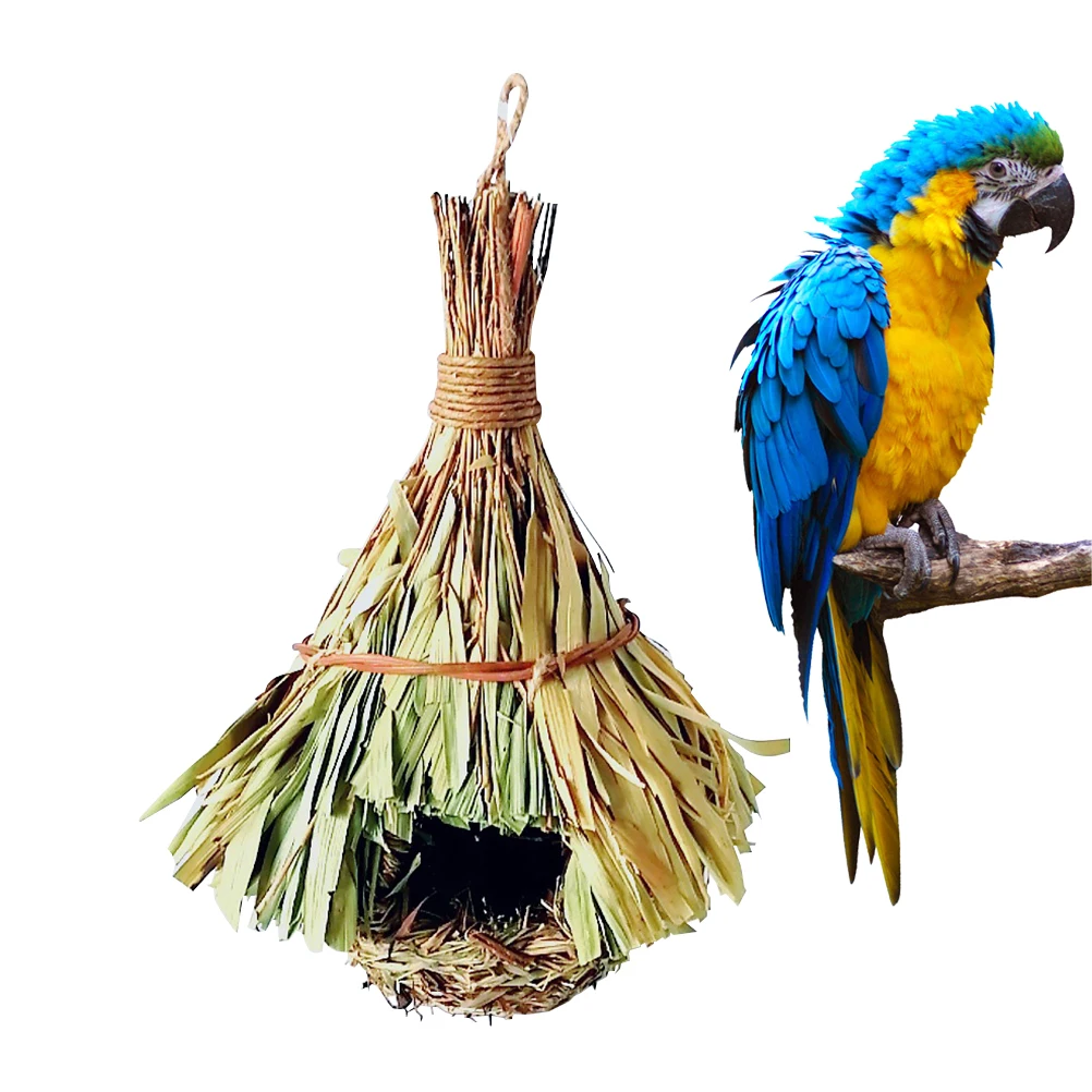 

Bamboo Leaf Bird Nest Small House Hand Woven Decorations Birds Living Room Accessories Hanging Pet
