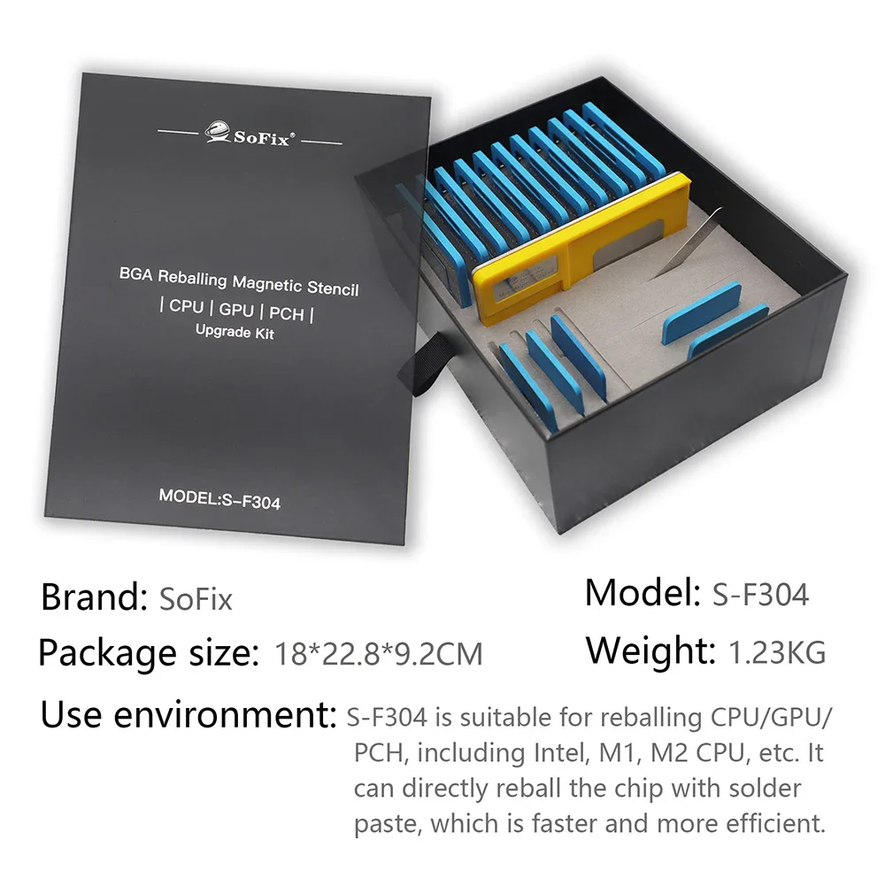 S-F304 Tin Planting Platform For MacBook CPU GPU PCH Intel M1 M2 CPU to BGA Chip RAM NAND BGA Reballing Magnetic Stencil Tool