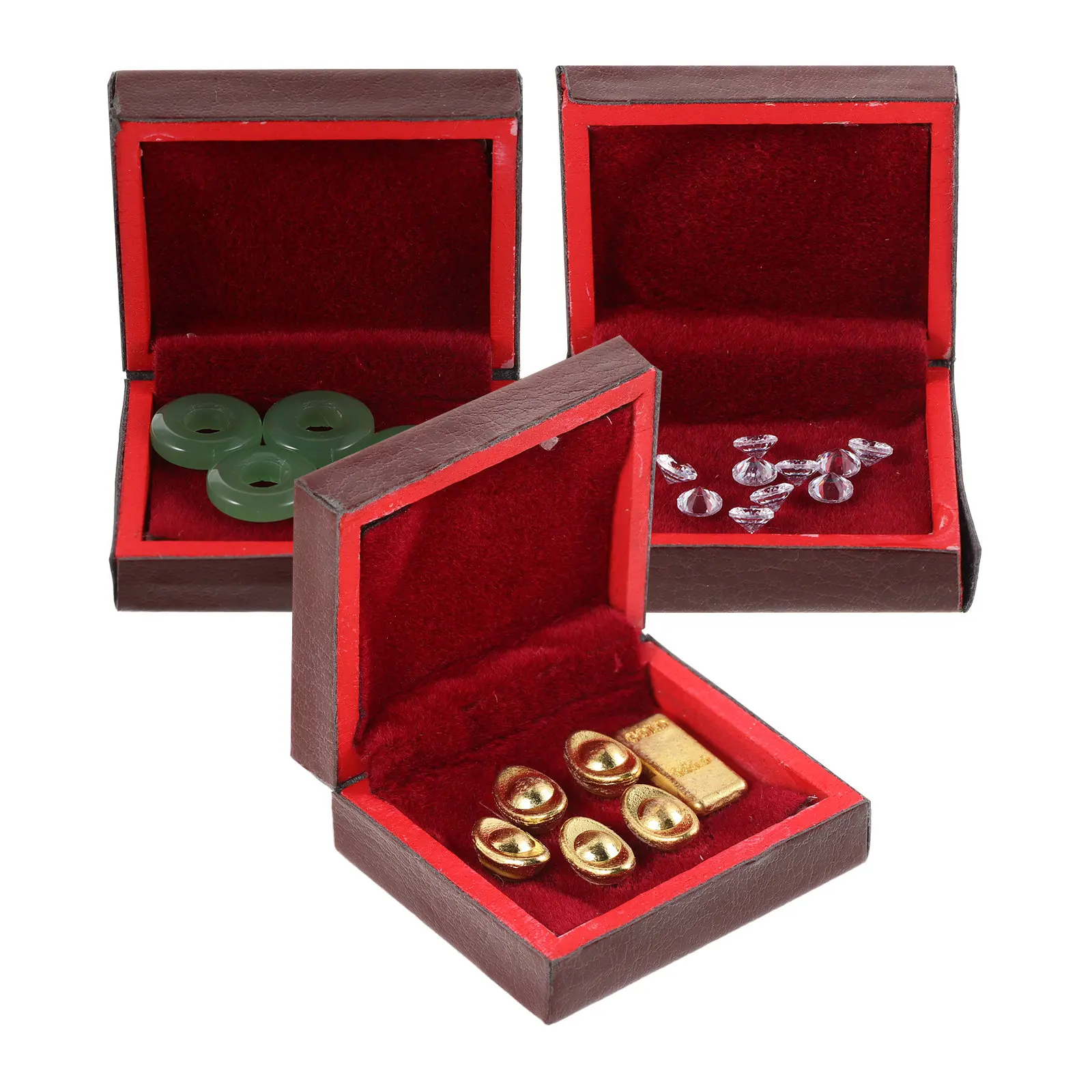 

Набор из 3 миниатюрных шкатулок для украшений: прочные деревянные коробочки для декора миниатюрных домиков и коллекций мелочей