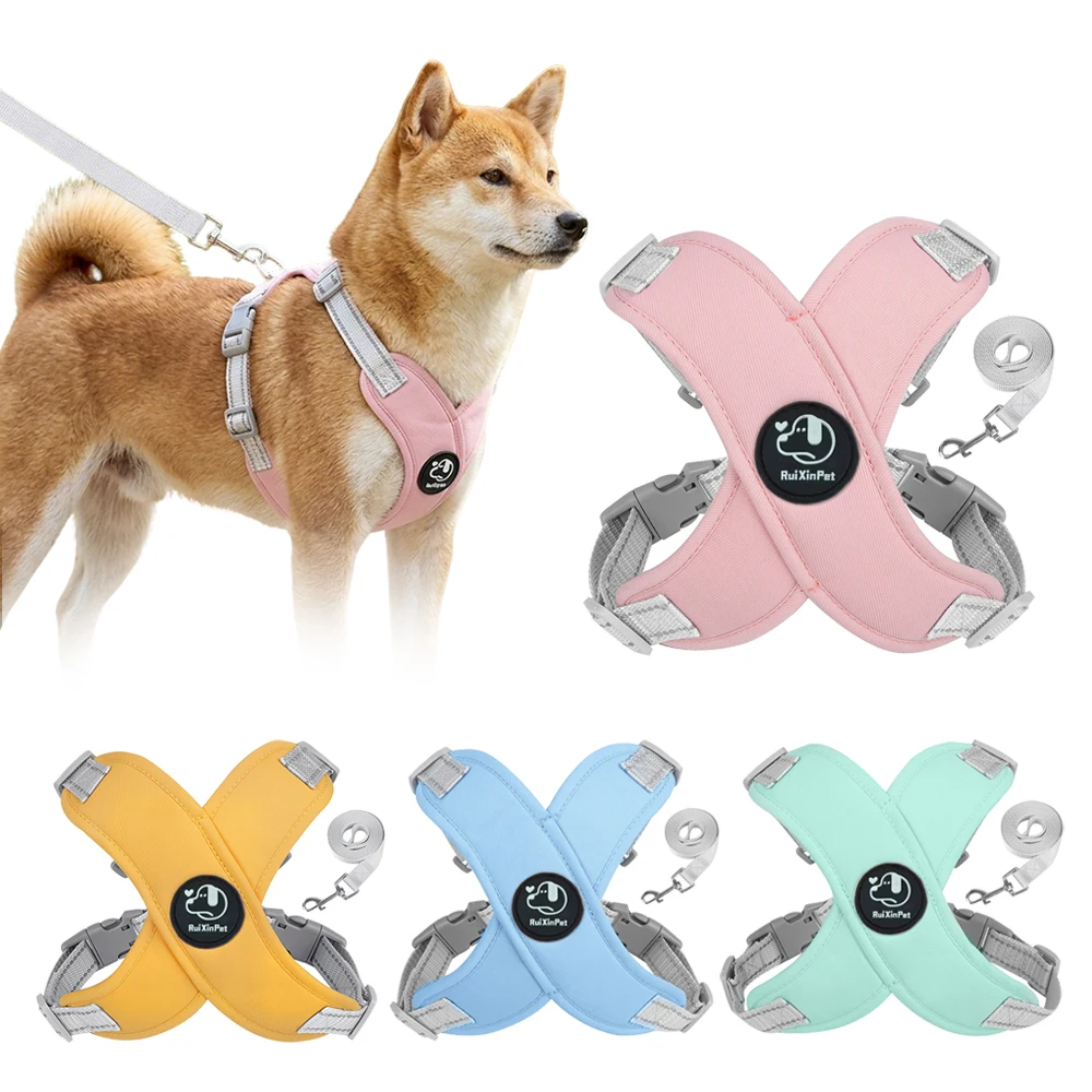 Verstellbares Hundegeschirr und Leinen-Set für kleine und mittelgroße Hunde, Katzen, reflektierend, atmungsaktiv, Welpenweste, Brustgurt, Outdoor-Zubehör für Haustiere