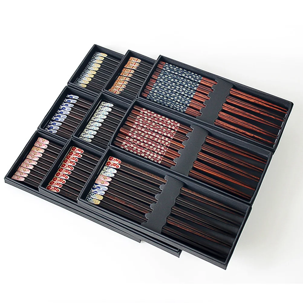 

5Pairs Wooden Chopsticks Set Environmentally Friendly Safe Use Simple Elegant Design Home Kitchen Tableware Reusable Daily