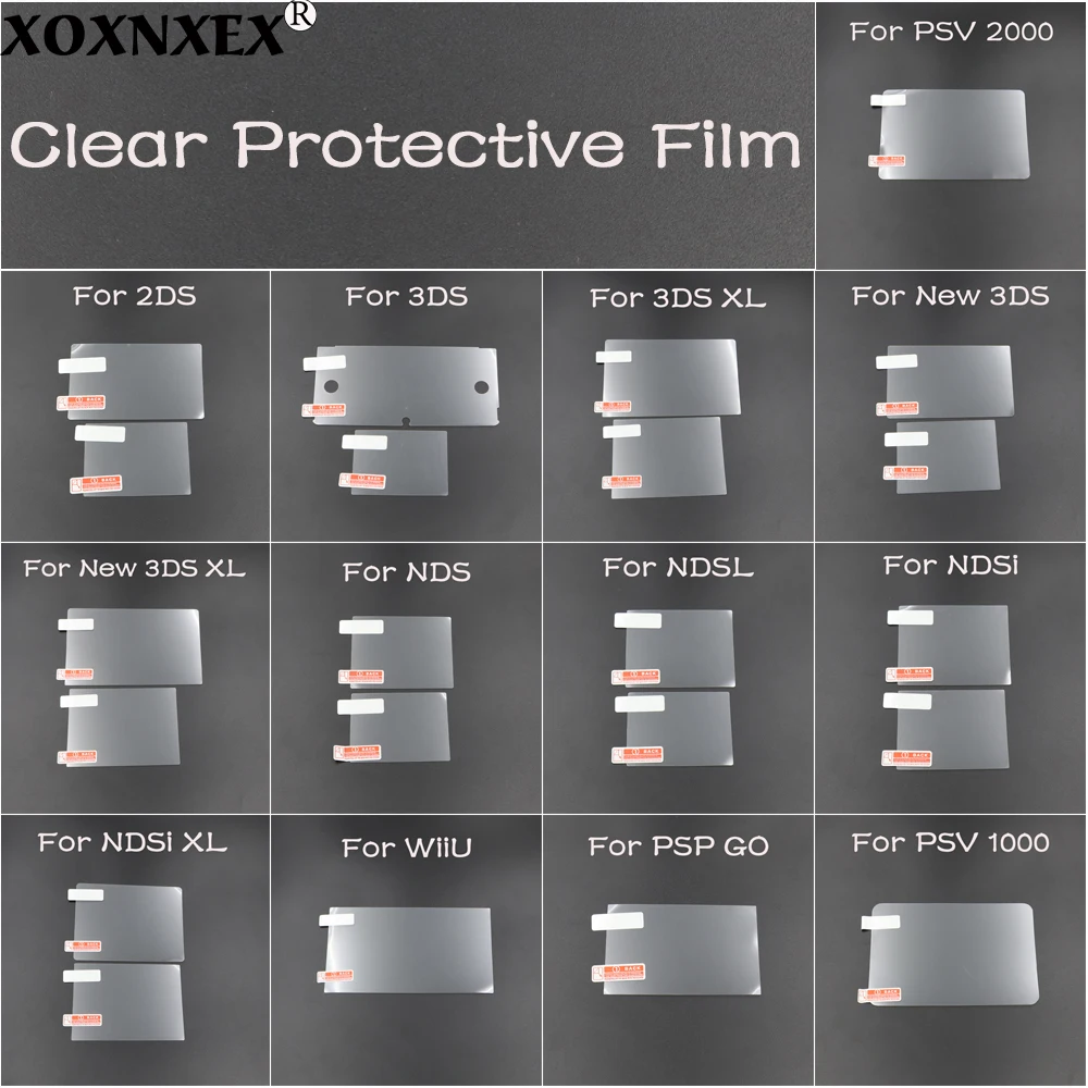 Top Bottom HD Clear Protective Film For 2DS/3DS/3DS XL/New 3DS/New 3DS XL/NDS/NDSL/NDSI/NDSi XL/WiiU/PSPGO LCD Screen Protector