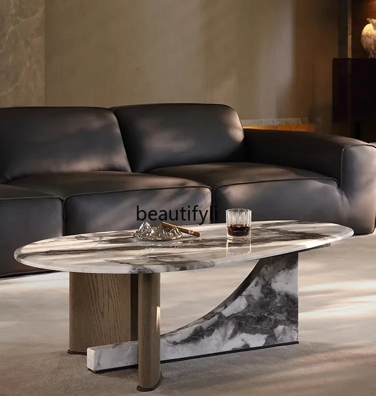 

Marble coffee table living room Italian minimalist oval designer, high sense