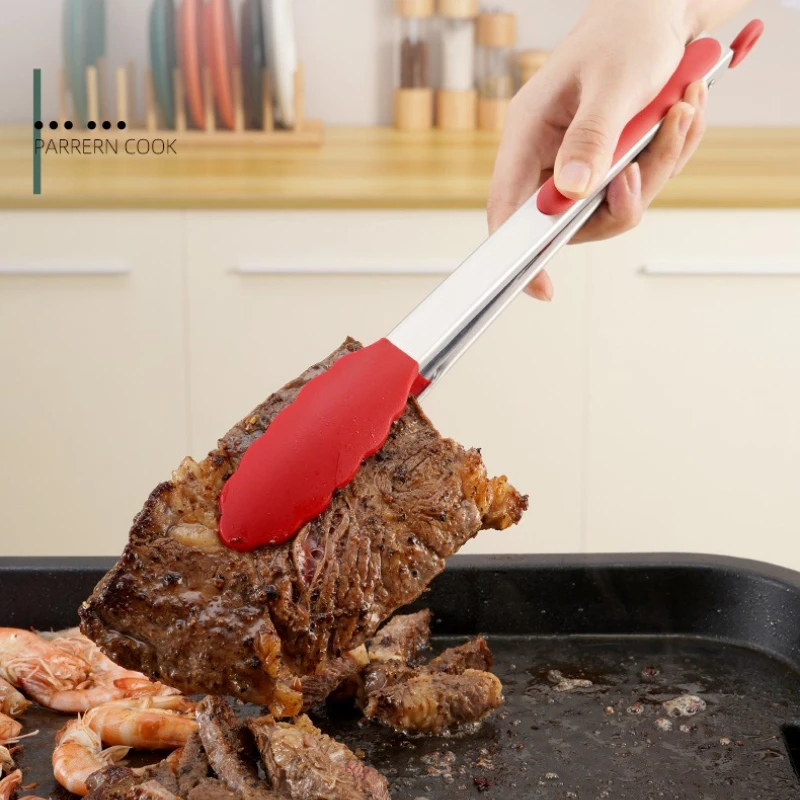 

Силиконовые щипцы для еды 7/9/12 дюймов, термостойкие антипригарные щипцы для приготовления пищи для выпечки, гриля и сервировки, кухонная утварь, гаджеты