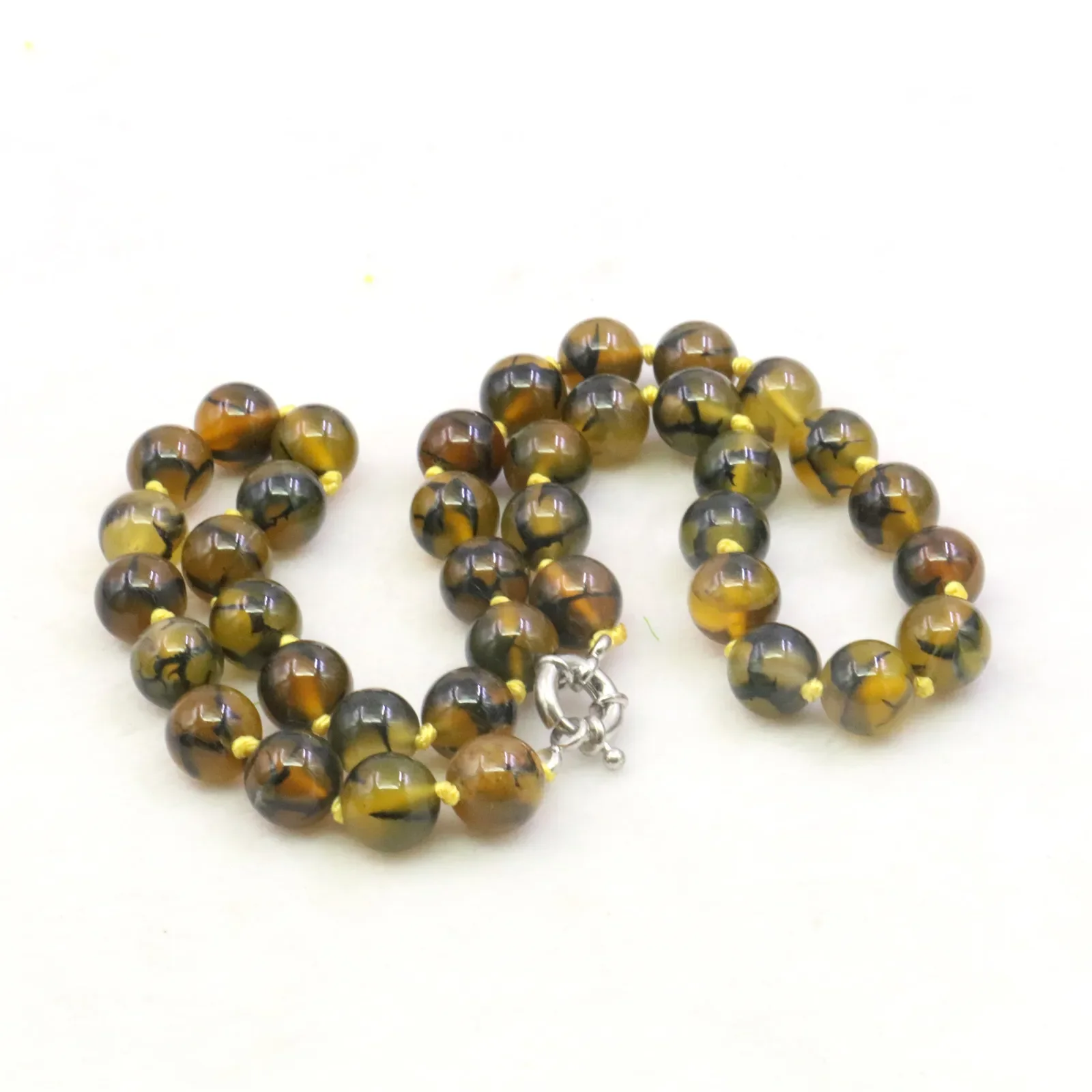 10mm Round Dragon Stripe Agate Onyx Necklace Natural Stone Hand Made Women Girls Neckwear DIY Fashion Jewelry Making Design