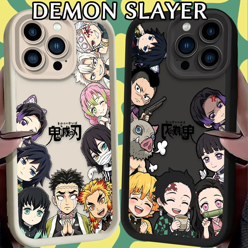 Funda Demon Slayer Tanjiro Nezuko Giyu Zenitsu para iPhone 17 Air 16 16E 15 14 13 12 11 Pro Max X XS X S Max XR SE 2020 SE4 7 8