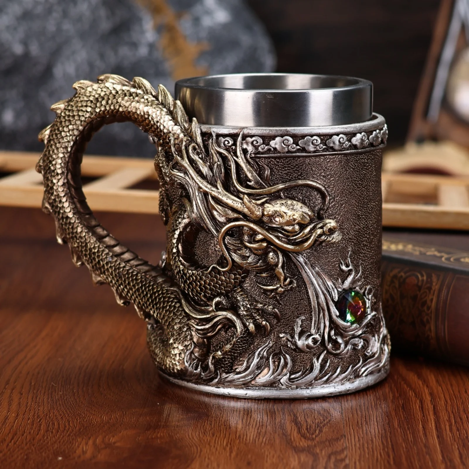 2025 Oriental Dragon Beer Tankard 304 Stainless Steel Inner Medieval  Tea Coffee Mug Stein Cup 500 ml