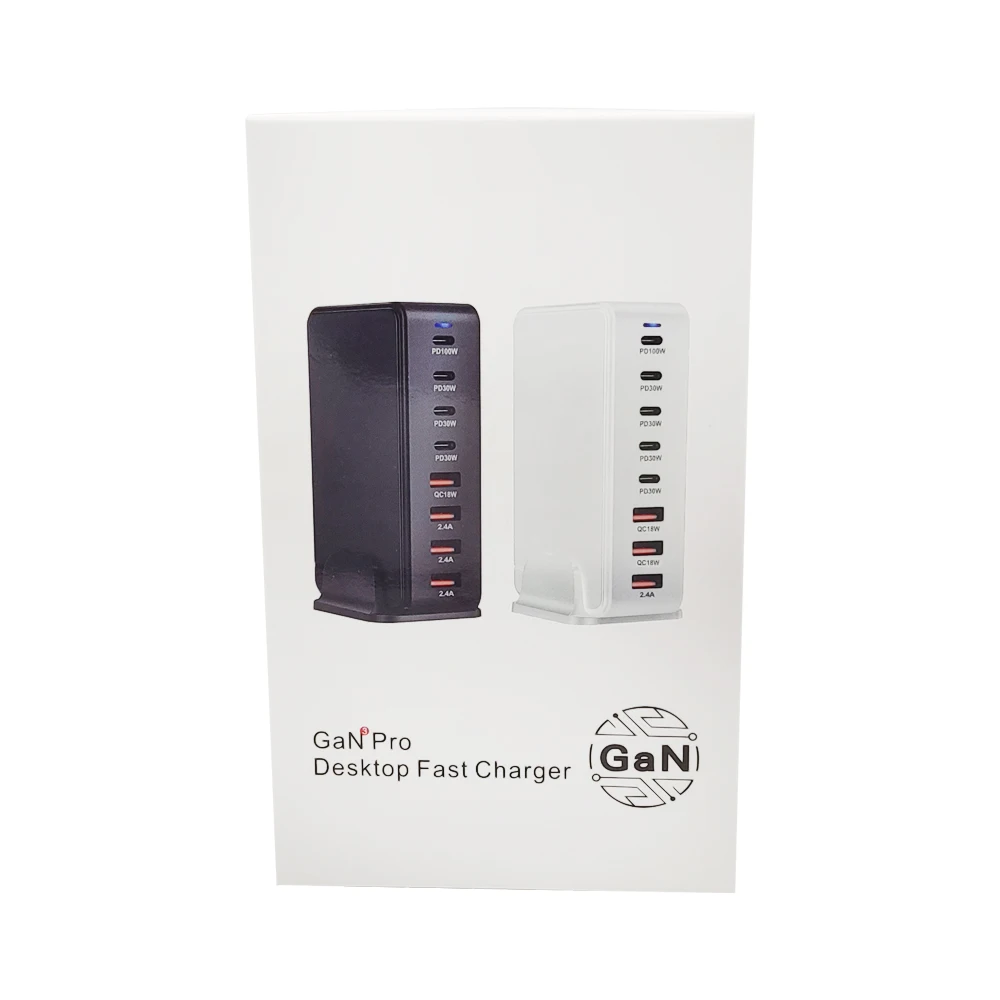 White EU/UK/US/AU Power Cord 240W GaN Charger 8 in 1 Power Strip Charging Hub 4*USBC+4*USB Charging Ports PD Charger for Family image 2