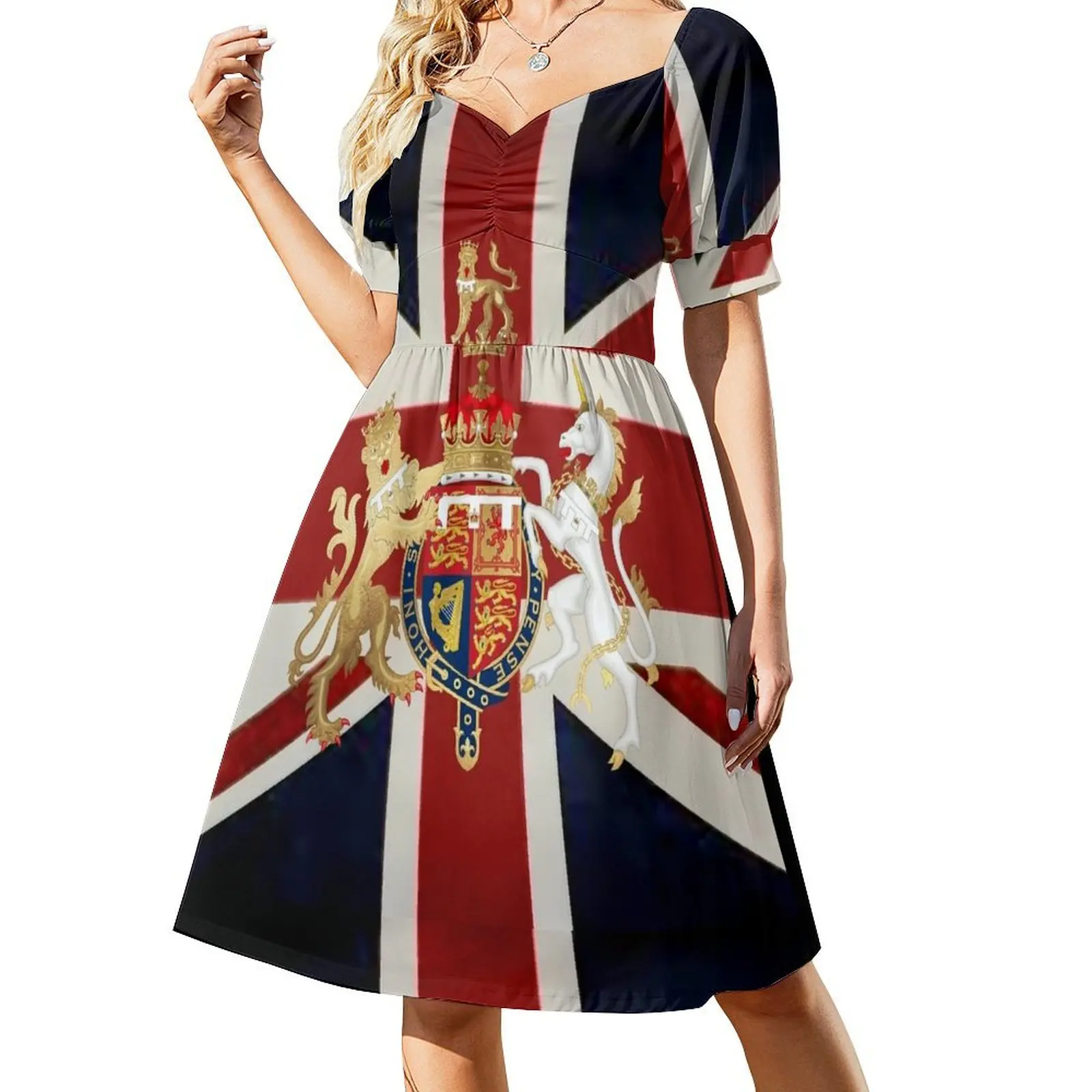 

Union Jack with Windsor Insignia Short Sleeved Dress dress for women Casual dresses Women's long dress