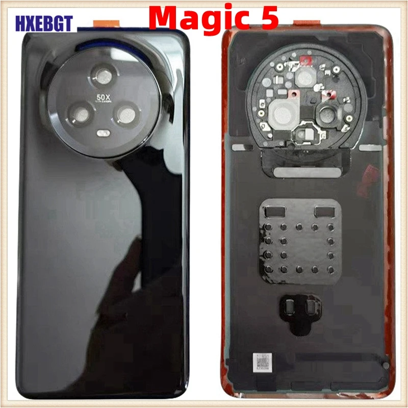 For Honor Magic5 Magic 5 Back Glass Lid Housing Door Rear Battery Cover Chassis With Camera Lens  Sticker Repair Parts