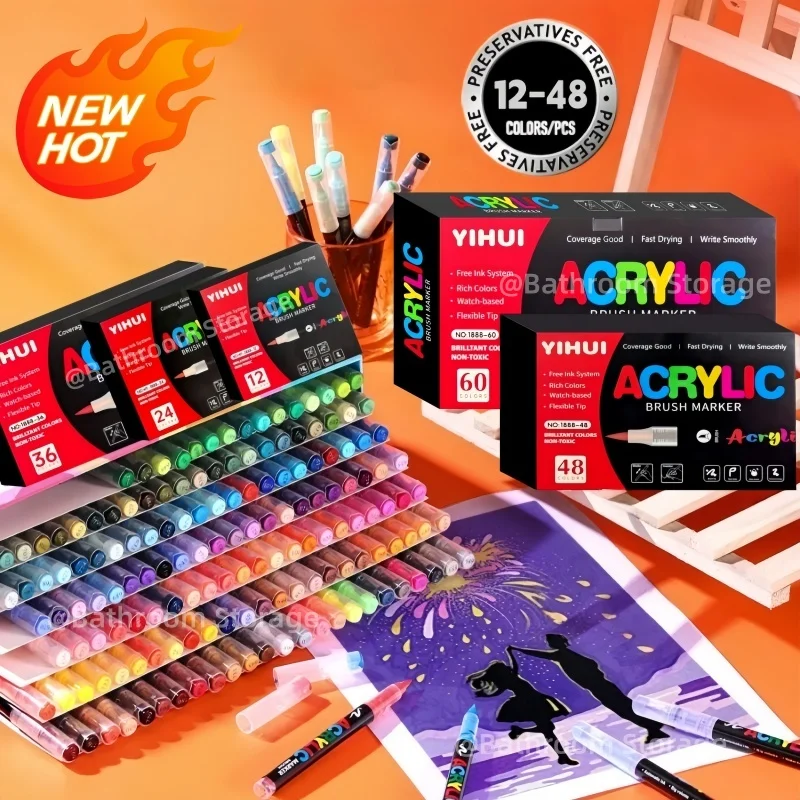 

Детские и студенческие маркеры для рисования: ручки для творчества DIY — большой объем, мягкий наконечник, прямое подача чернил.