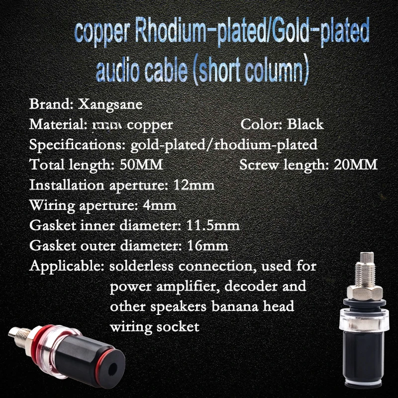 4 Pcs Copper Rhodium Gold Plated Audio Speaker Female Socket Plug Terminal Short Column Free Soldering