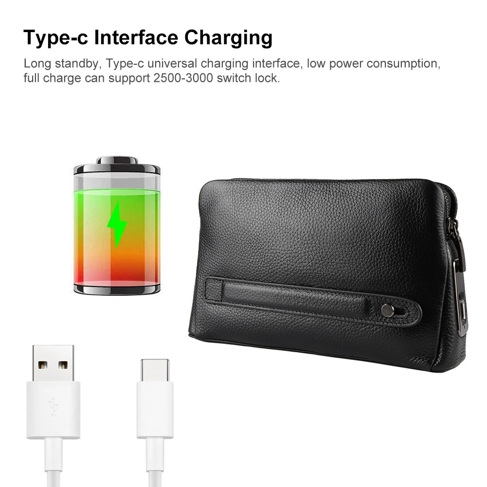 Leather Wallet  FL-V1 Men  Leather Wallet Smart Fingerprint Security Anti Theft Handbag Black Safety Men Wallet