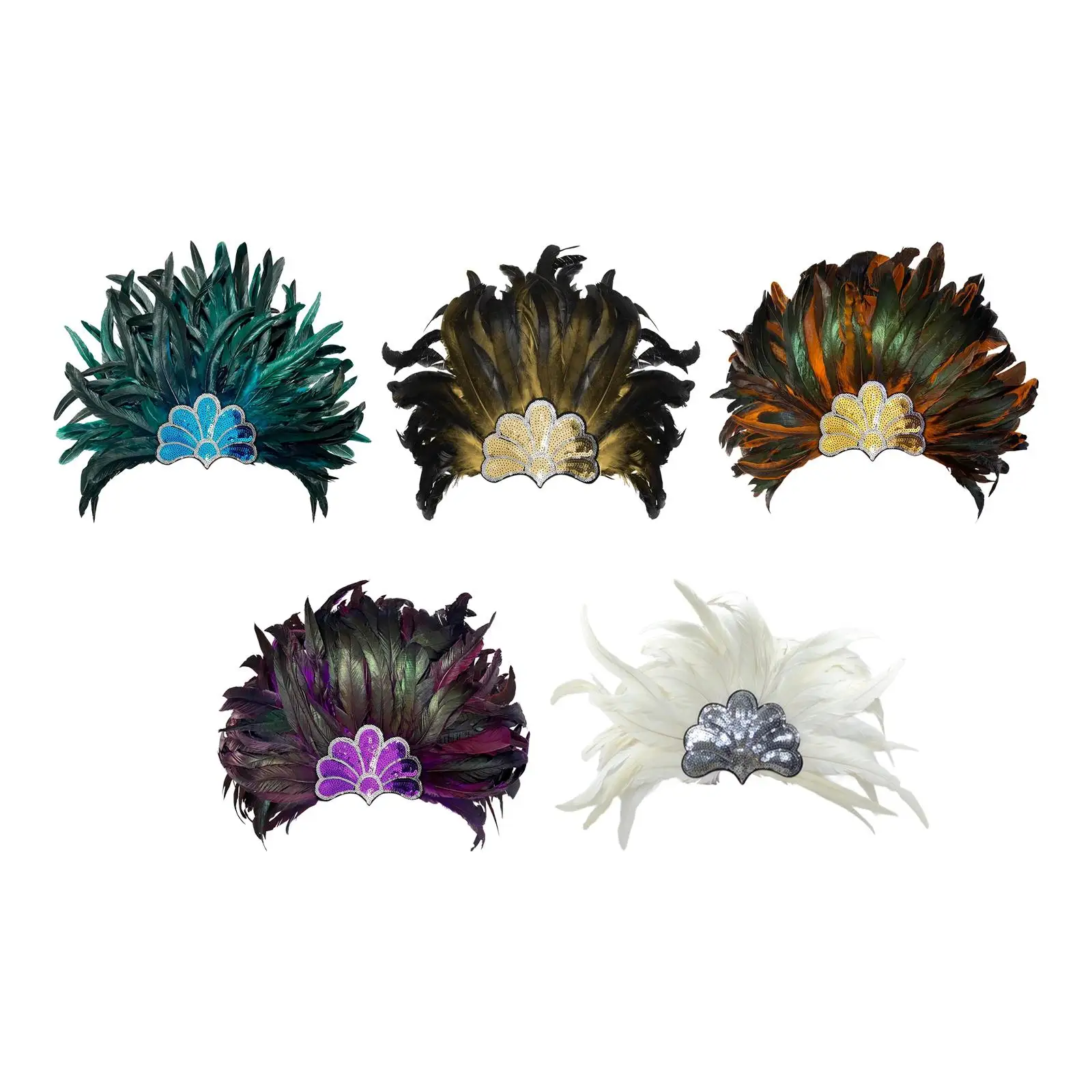 Feather Headdress Carnival Headpiece for Stage Performance Cosplay Dance Party