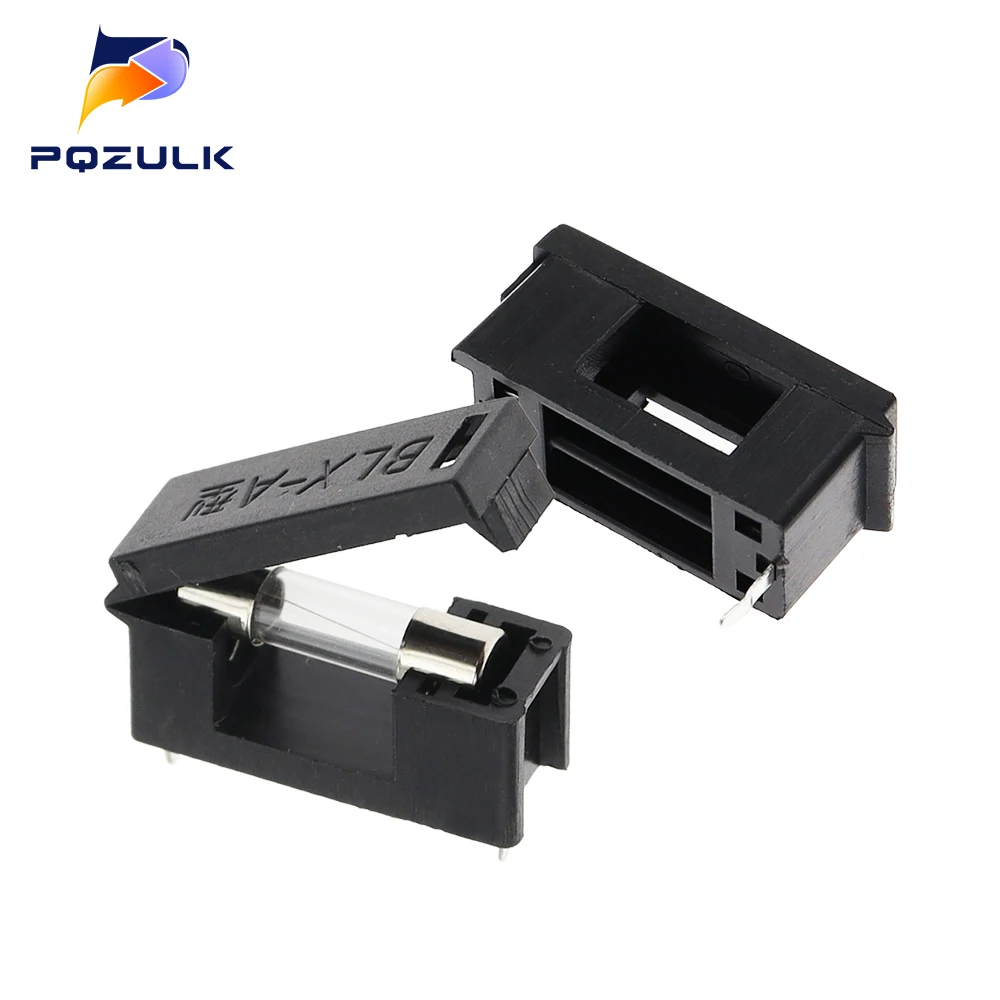 10Pcs 5x20mm Fuse Holder With Cover Chassis/Panel Mount BLX-A Black For PCB Board S08 Drop ship