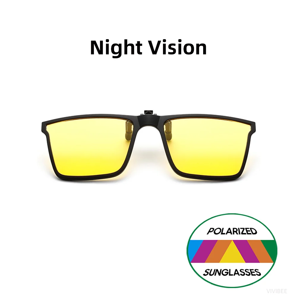 VIVIBEE Quadratische, hochklappbare Sonnenbrille zum Aufstecken, polarisierter Spiegel, blaue Fahrbrille, grau, UV400, photochrome Nachtsicht-Clips – Detail 11