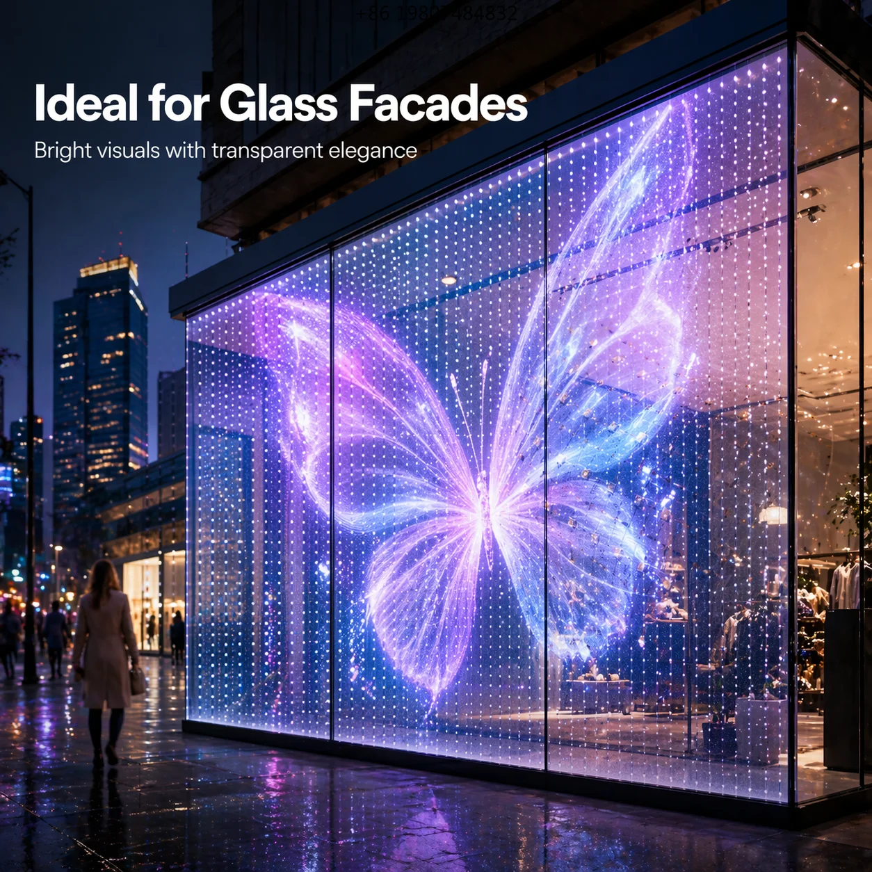

Hot Sale Transparent LED Crystal Film Flexible Adhesive Screen, Aliexpress Best Seller for Glass Window Retail Store Advertising