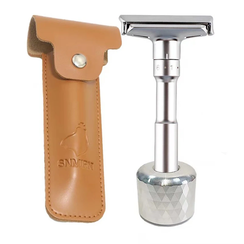 

Adjustable Safety Razor Mens Shaving Double Edge Classic Safety Razor Blade Exposure Six Levels 1 handle & 5 blades & 1 base