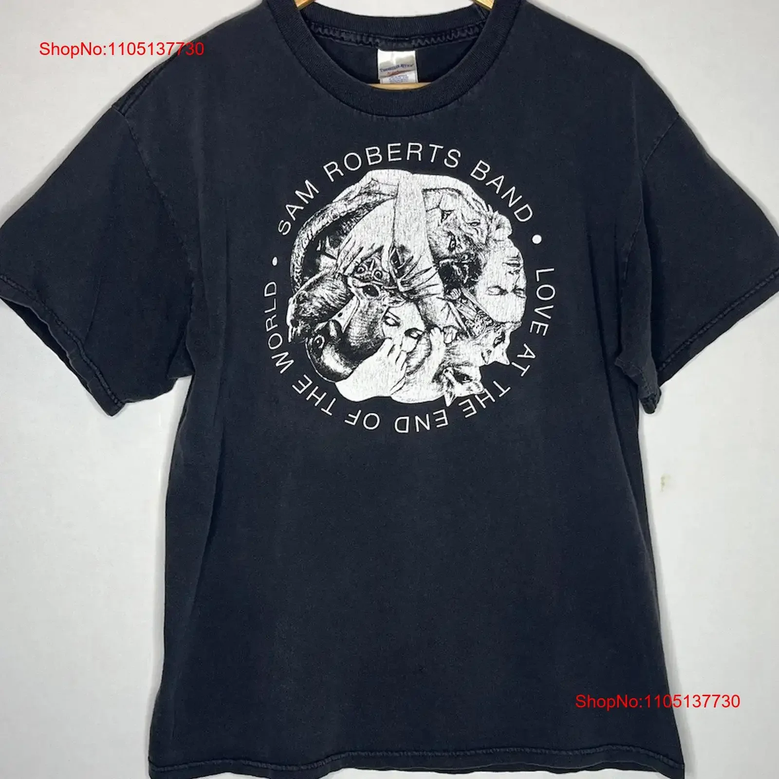 Vintage Sam Roberts Band T Shirt Love At The End Of World Rock Music Sz L vintage Washed graphic Top For Everyday Wear
