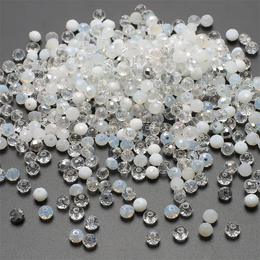 500 stks/partij 4MM AB Kristalglas Rondelle Facet Losse Spacer Ronde Kralen voor DIY Maken Ketting Armband Sieraden accessoires